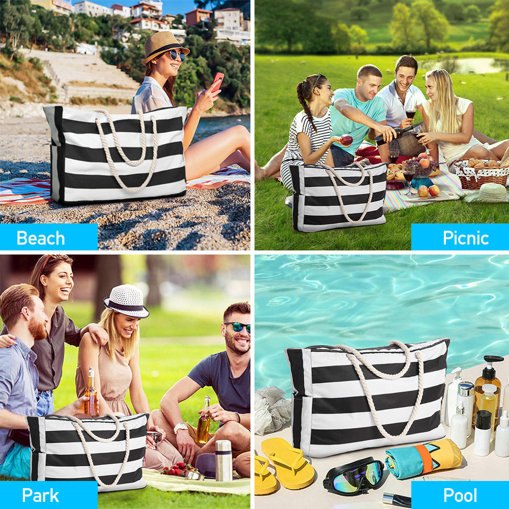 Polyester Large Capacity Tote Bag Beach Bag | Black