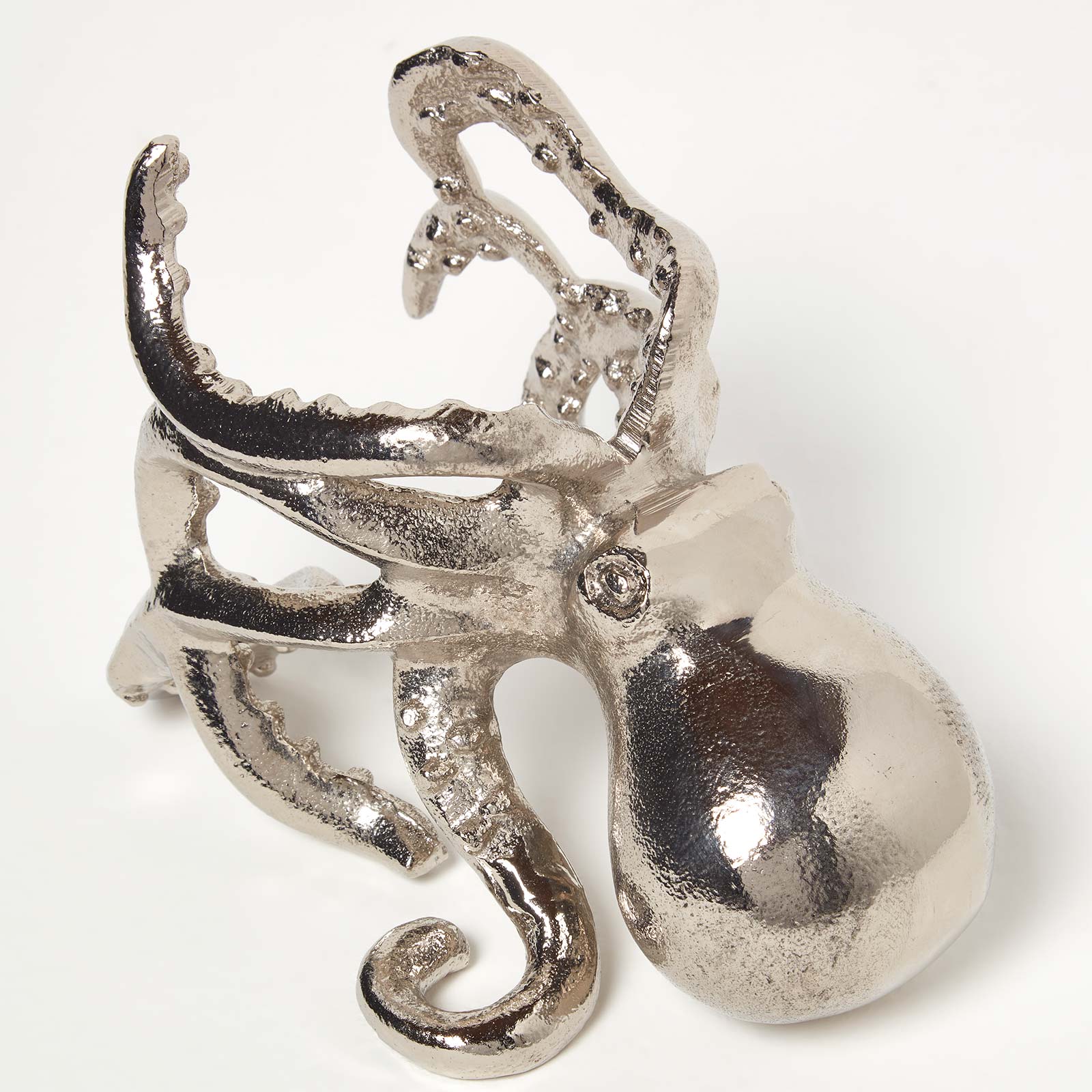 HOMESCAPES Polished Silver Octopus Wine Bottle Holder