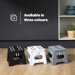Compact Folding Step Stool With Non-slip Surface | White