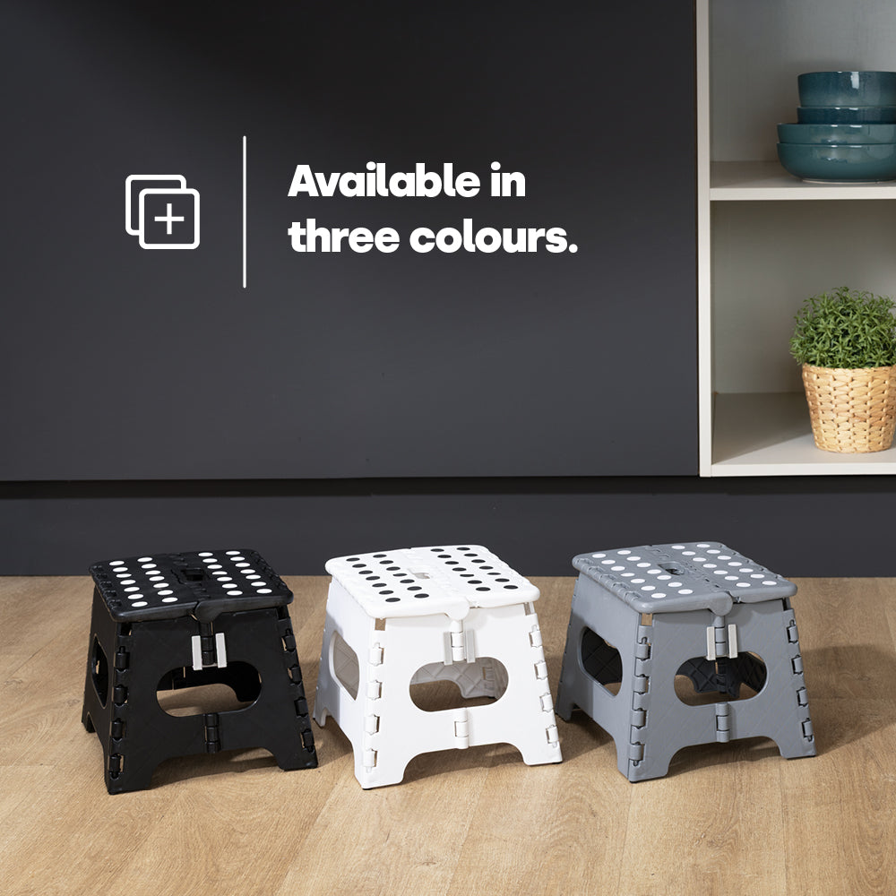Compact Folding Step Stool With Non-slip Surface | White