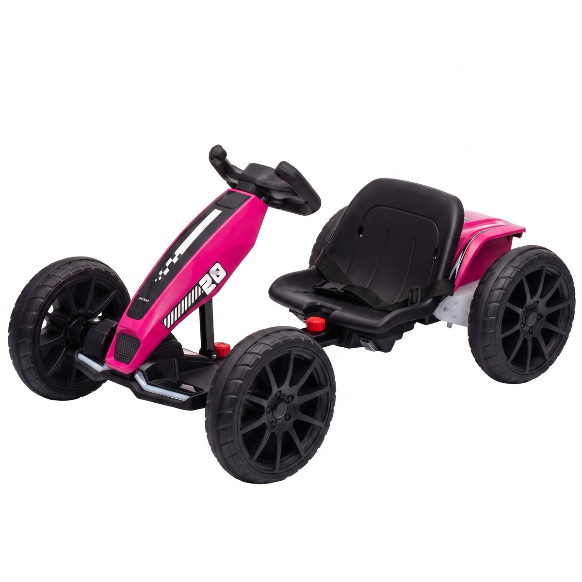 Electric Go Kart For Kids With Dual Motors, Adjustable Seat | Pink