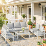 Aluminium Garden Furniture Sofa Set With Olefin Cushions | White