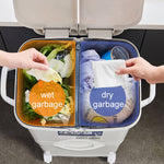 White Double-layer Three-compartment Trash Can With Wheels | 45l