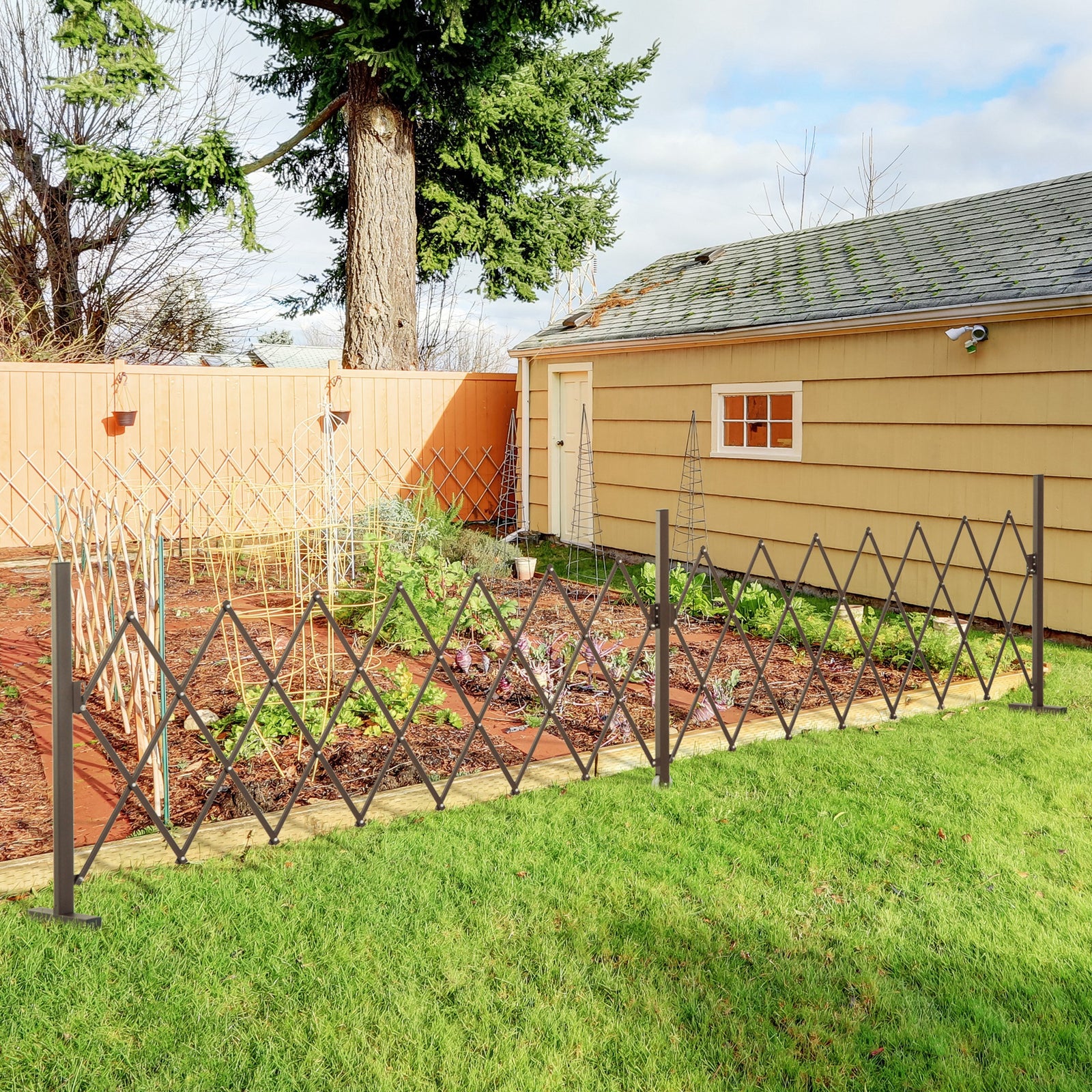 Expanding Trellis Fence Aluminium Movable, Brown