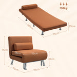 Single Folding 5 Position Convertible Sleeper Chair Sofa Bed | One Size | Brown