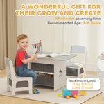 Kids Table And Chair Set With 6 Removable Drawers | Light Grey