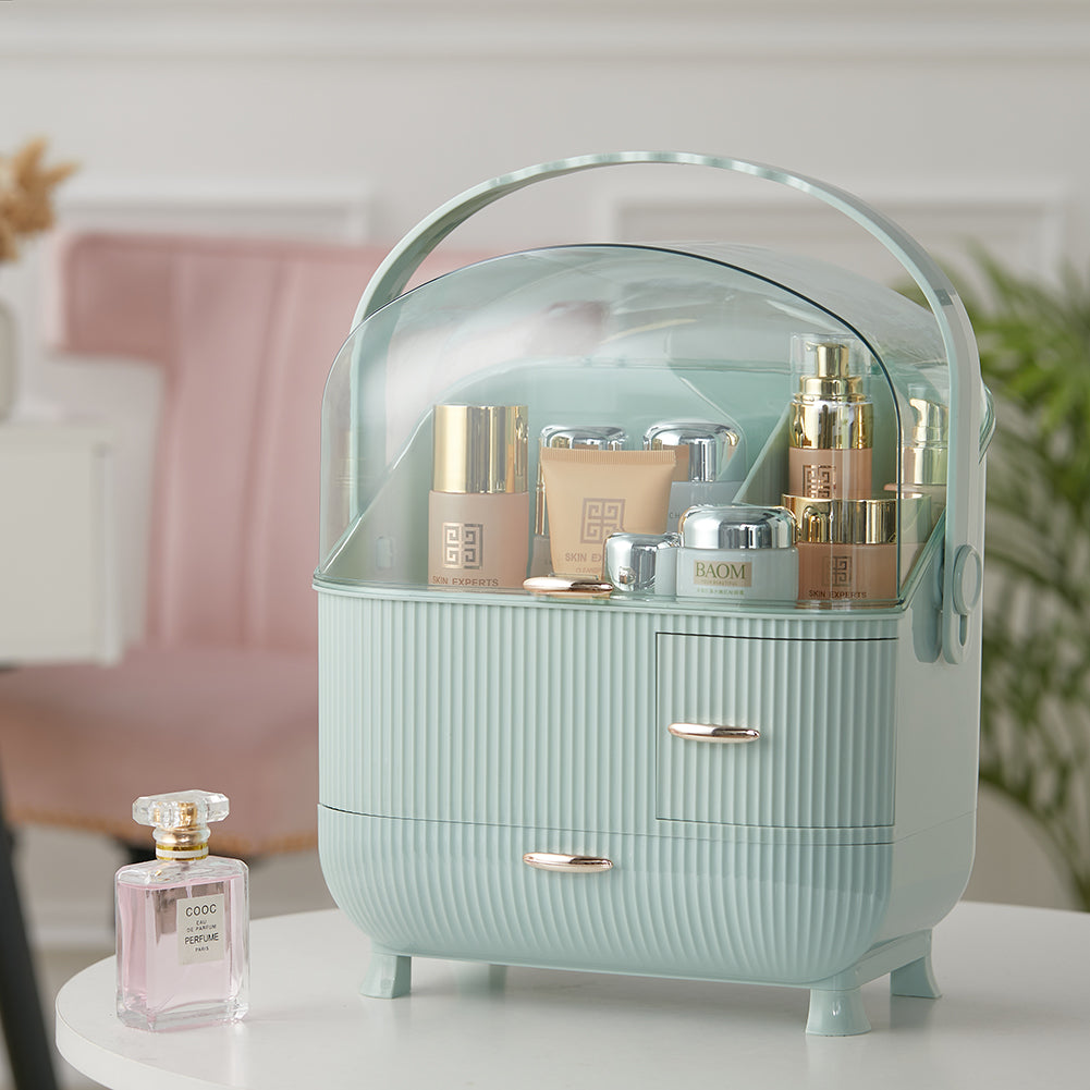 Large Dustproof Makeup Cosmetic Organizer With Handle