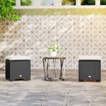 Set Of 2 Rattan Footstool, Storage Ottoman W/ Cushions | Cream