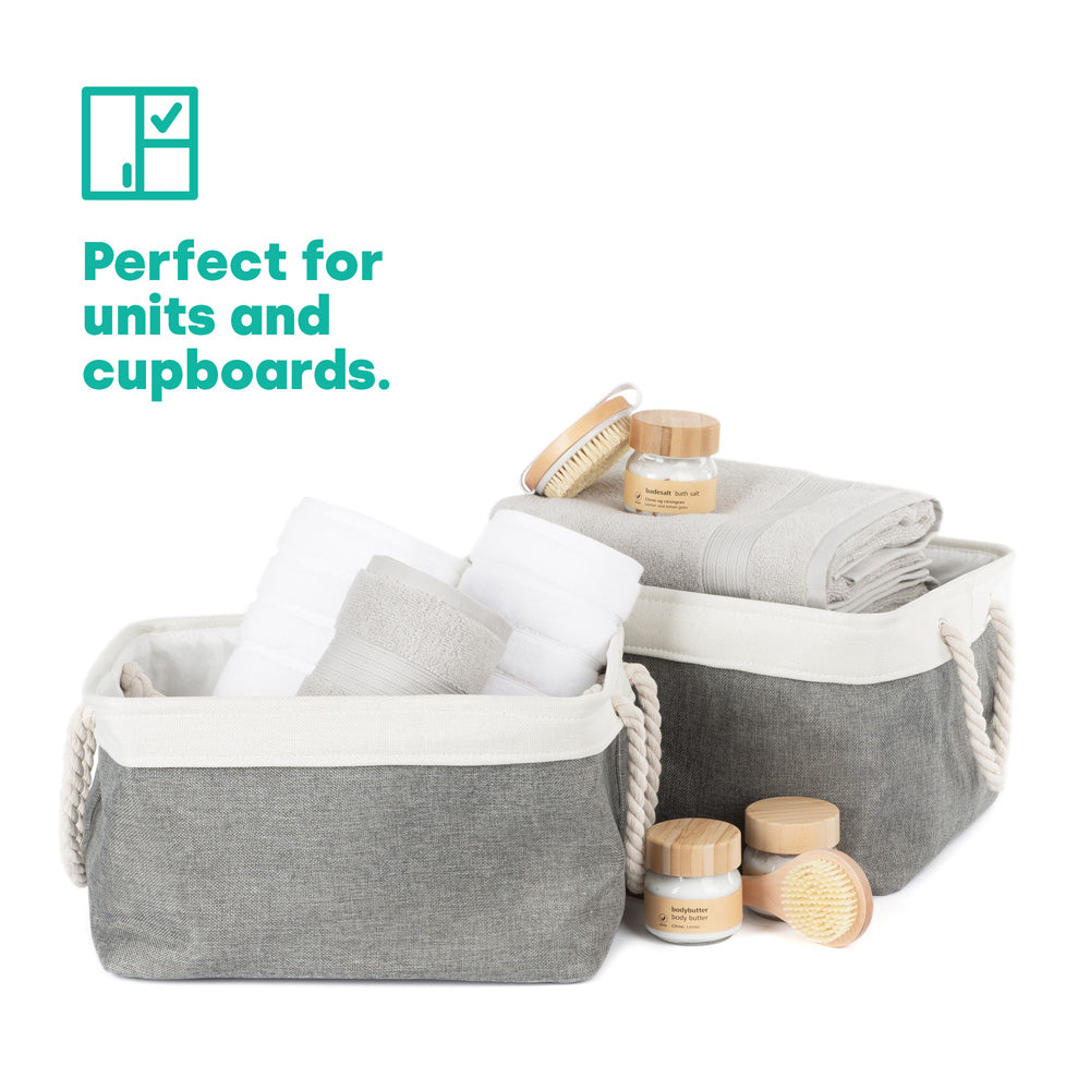 Livivo Large Fabric Storage Baskets With Rope Handles