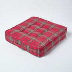 Tartan Check Cotton Armchair Booster Cushion | 50cm x 50cm | Red