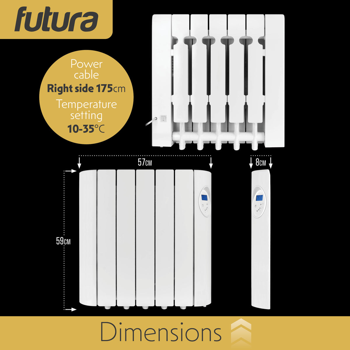 Electric Panel Heater Oil Filled Radiator Day Timer Wall Mounted Low Energy Retention Digital Thermostat Convector | 900w | White