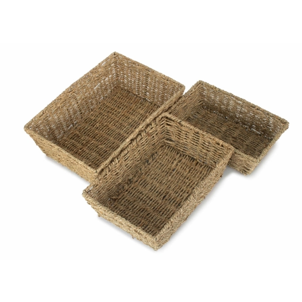 Seagrass Tapered Tray | Set-of-3 | Green