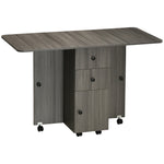 Folding Dining Table, Drop Leaf Table With Storage Drawers