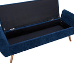Chenille Upholstered Storage Bench – Extra Long Entryway Bench With Hidden Compartment, 153 X 46 X 54 Cm | Blue