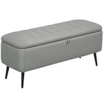 Storage Ottoman Bench, Linen Fabric Footstool With Steel Legs | Light Grey