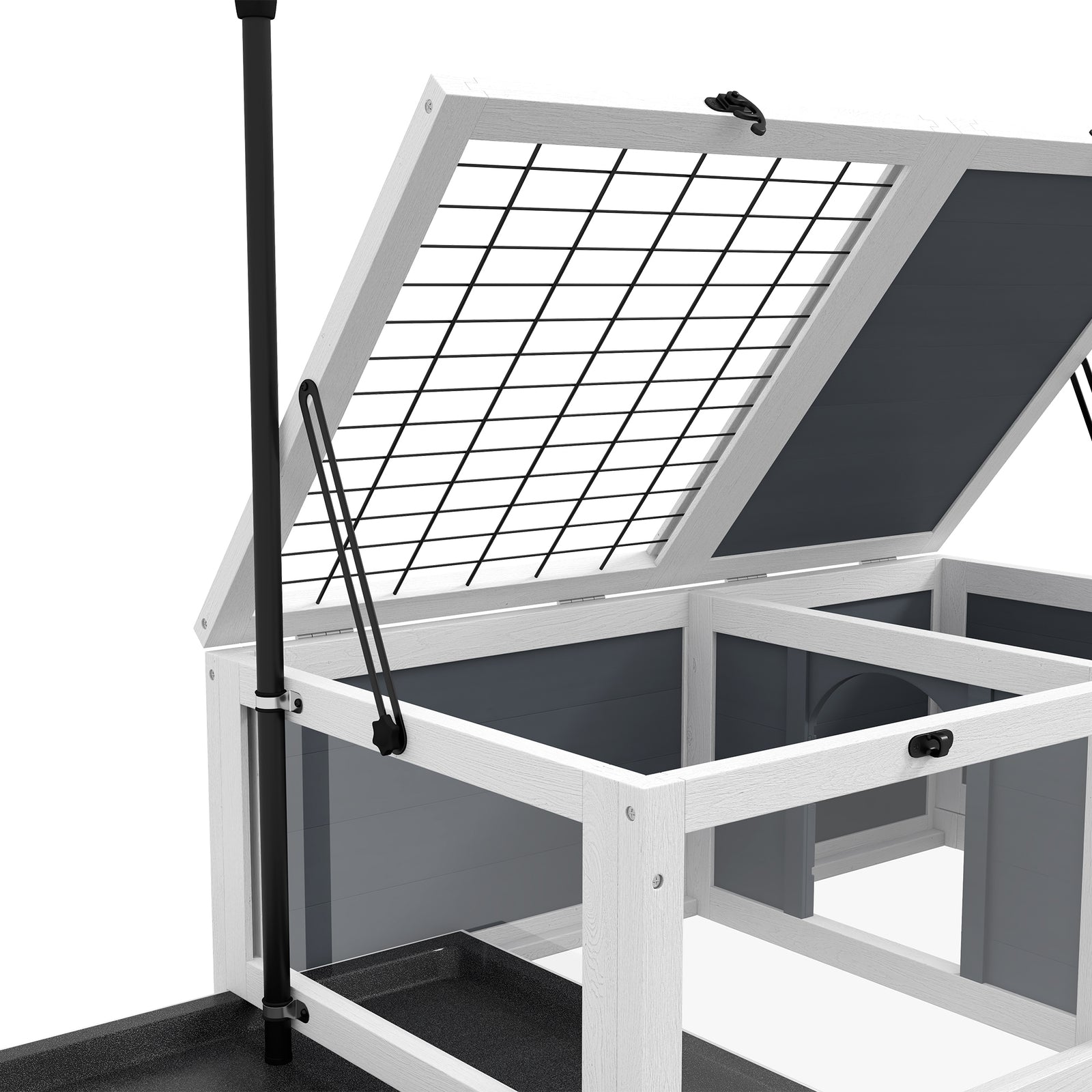 Tortoise House, Wooden Tortoise Table W/ Adjustable Lamp Holder - Grey