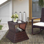 Rattan Side Table Outdoor Tea Coffee With Umbrella Hole