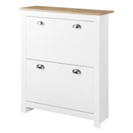 2 Drawer Shoe Cabinet Narrow Shoe Cupboard With Flip Doors