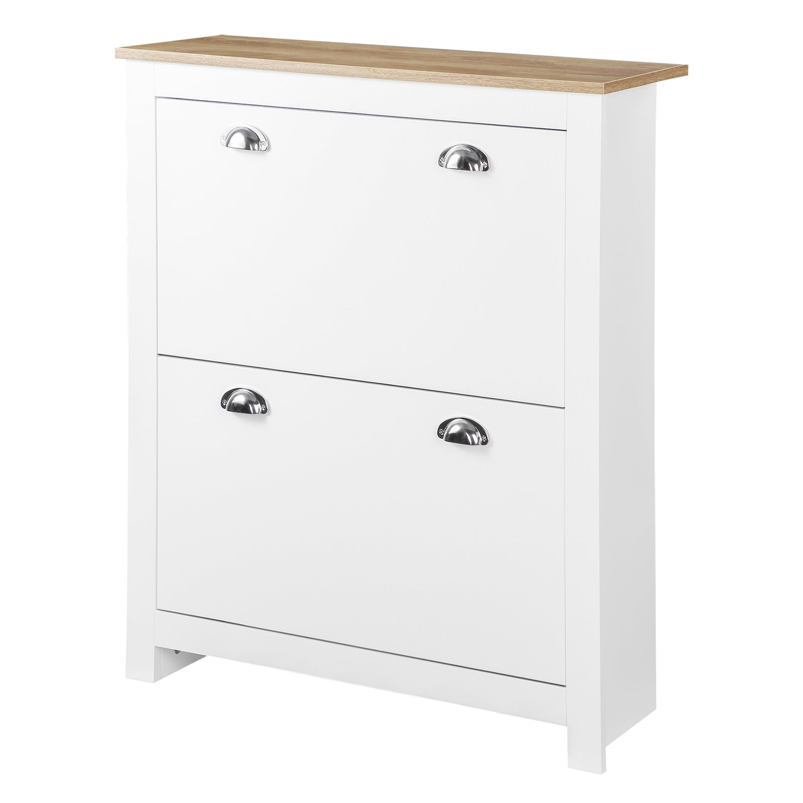 2 Drawer Shoe Cabinet Narrow Shoe Cupboard With Flip Doors