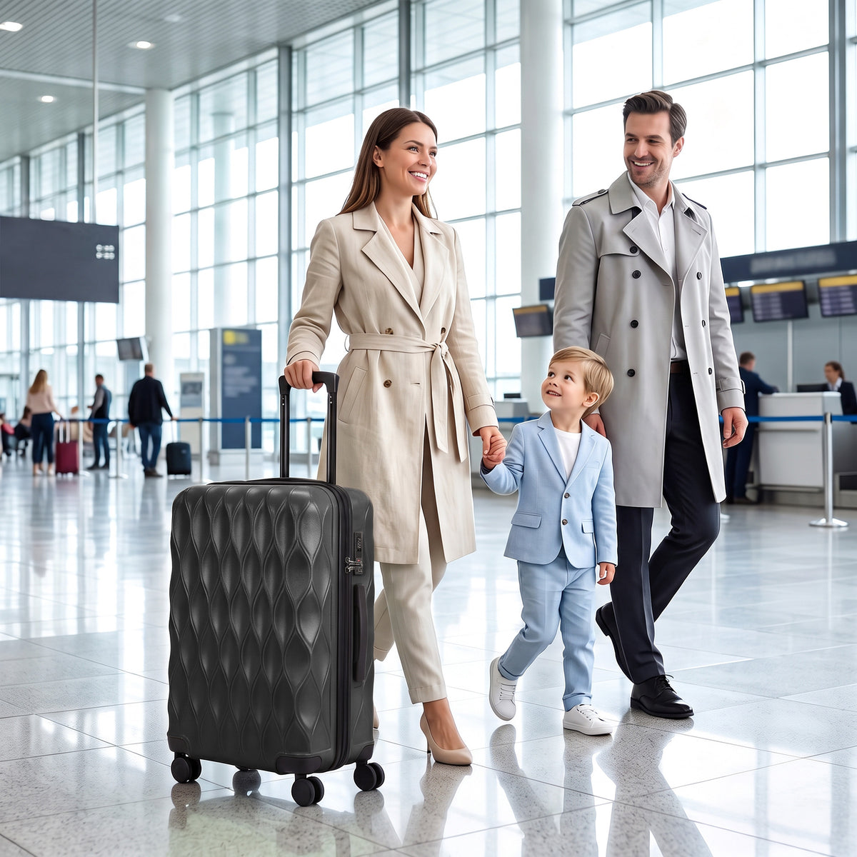 Suitcase, Hard Shell Carry On Luggage With Tsa Lock | 64l | Black