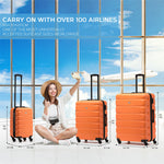 Set Of 3 Hard Shell Suitcase Cabin & Check In Cases With Tsa Lock - Overhead Cabin With Medium & Large Check-in Bag | Set of 3 | Orange & Black