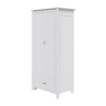 Modern Double-door Wardrobe With Drawer & Hanging Rail | White