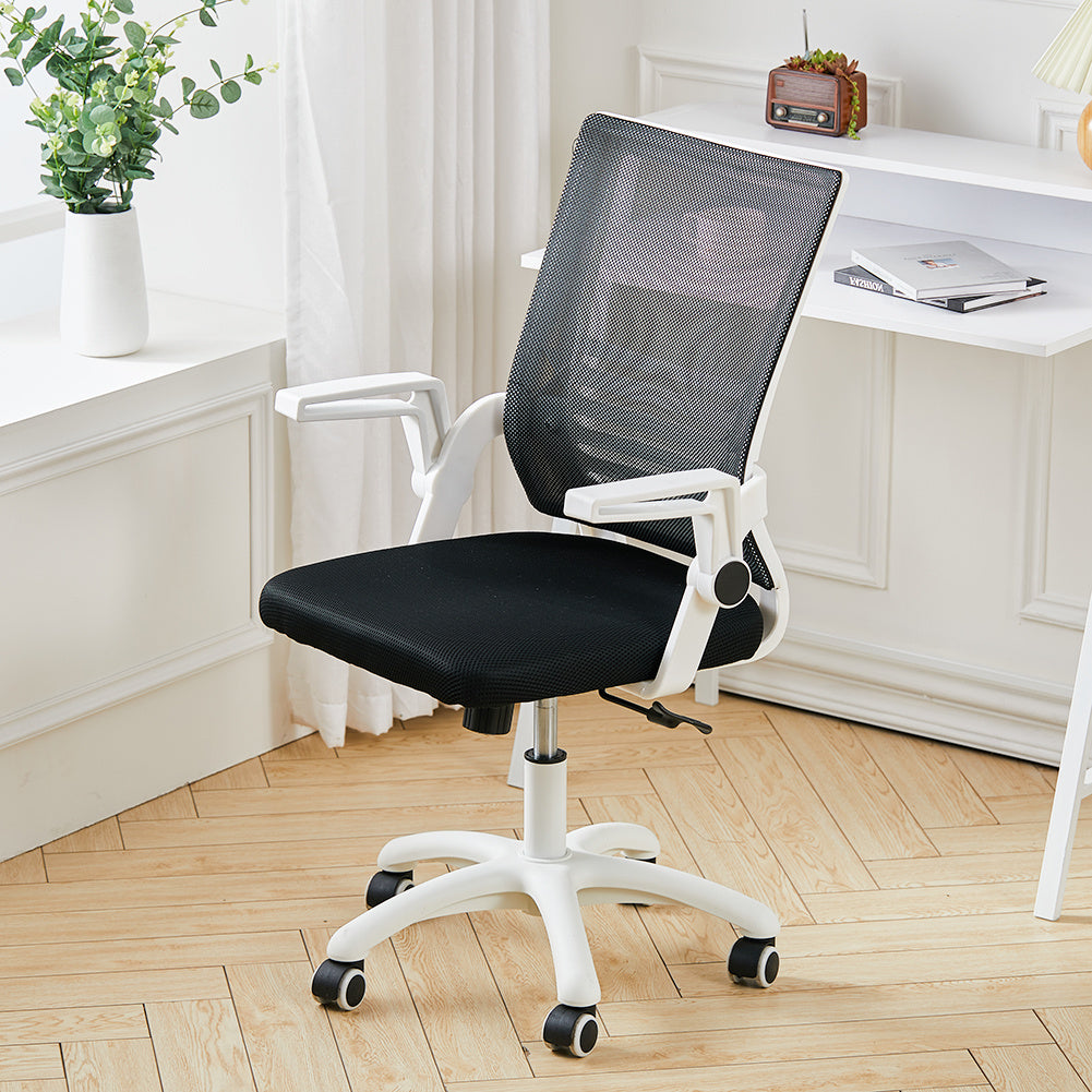 Office Desk Mesh Swivel Chair Computer Ergonomic Chair | White & Black