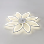 White 8-petal Ceiling Fan Light 3 Blades With 3-color Dimming, 6-speed ​, Remote Control, Timer & App Control