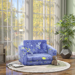 2 In 1 Kids Chair Bed With Glow In The Dark Cosmic Design | Blue