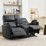 Hudson 2 Seat Rocker Recliner Sofa With Centre Console | Black