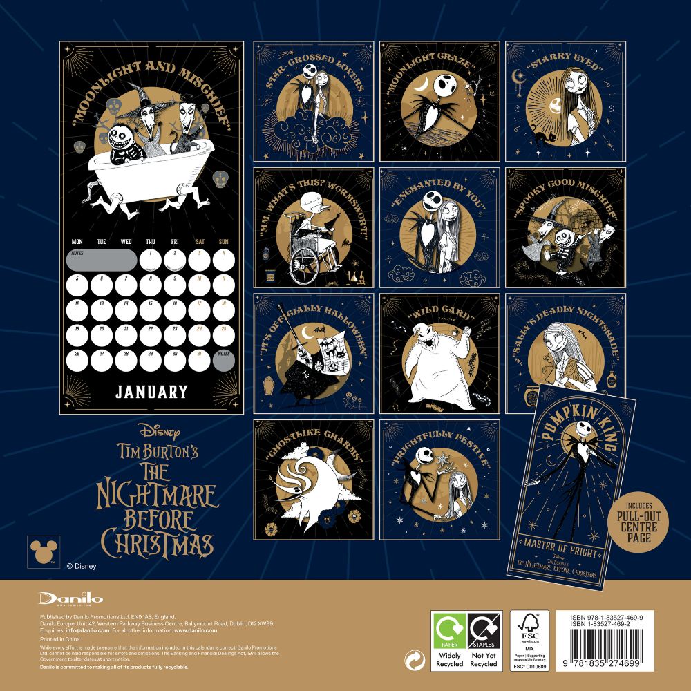 The Nightmare Before Christmas 2026 Square Calendar Official Product