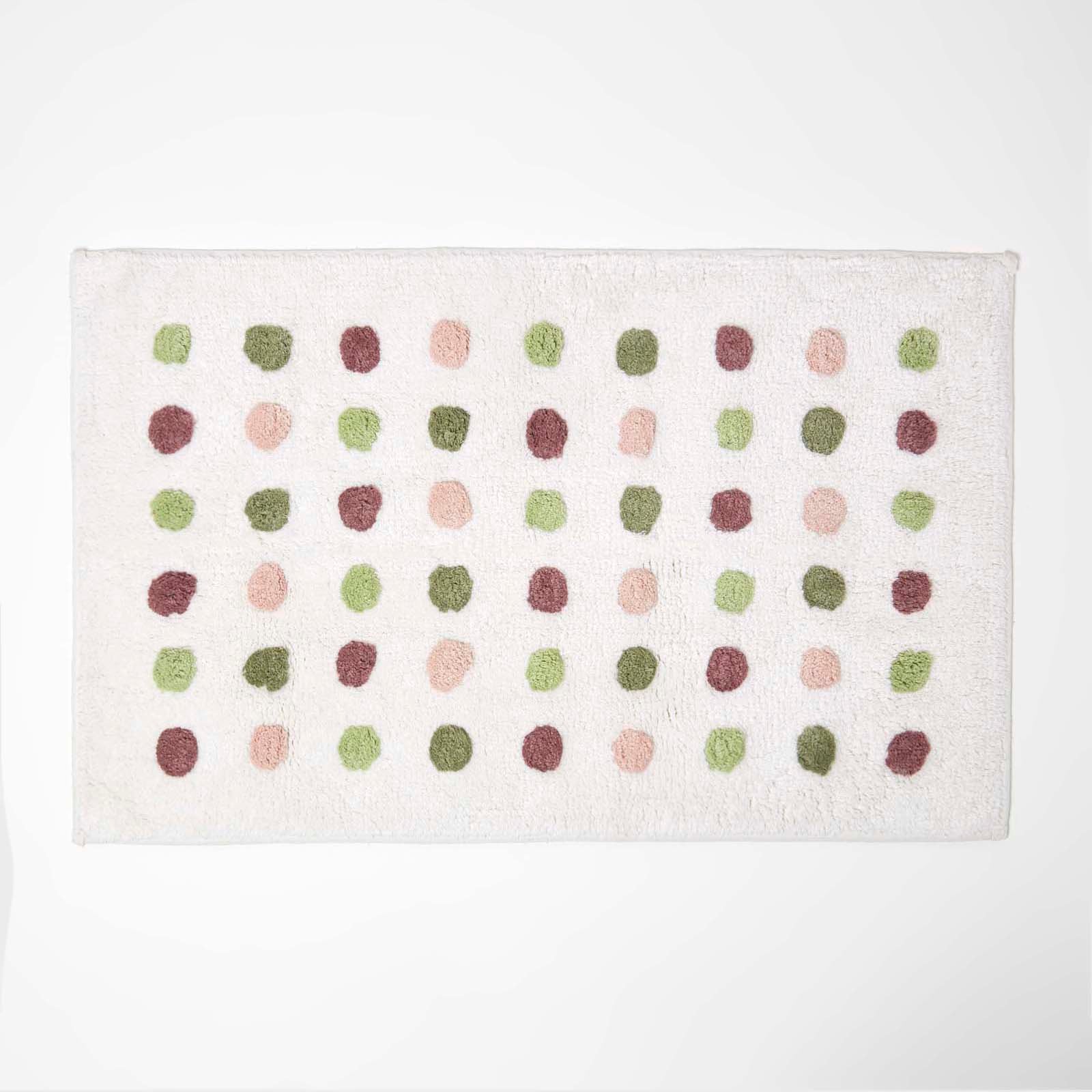 Tufted Cotton Bath Mat With Polka Dot Design | 50 x 80cm | Multi Colour