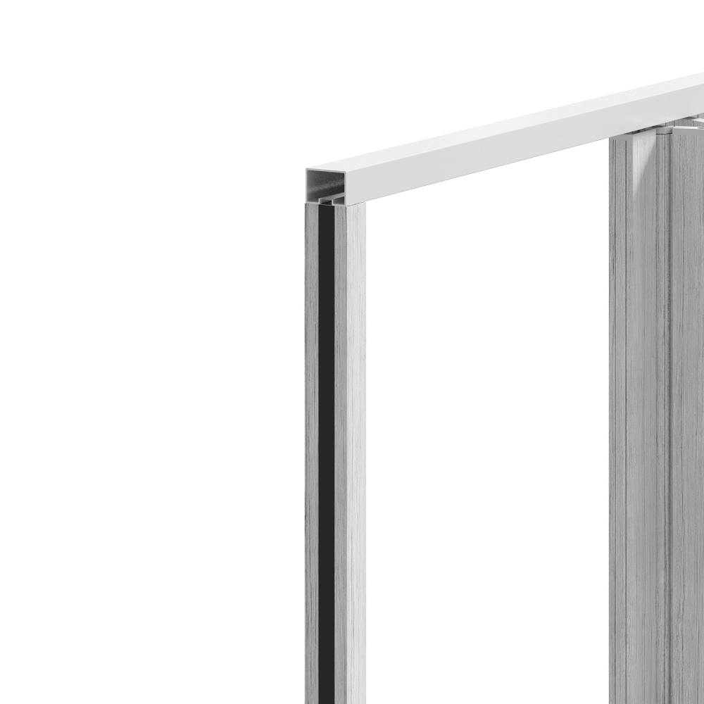 84.5cm W X 203cm H White Matte Wood Grain Folding Door With Glass Panels