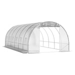 Outdoor Walk-in Tunnel Greenhouse With Heavy Duty Steel Frame & Roll-up Door | 6 x 3 x 2m | White