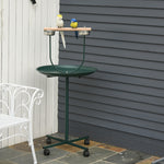 Bird Perch Stand, T-stand Bird Training With Perch, Wheels, Bowls, Green