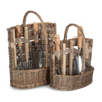 Wicker Garden Basket Antique Wash Deluxe Trug Tool Basket | Set-of-2