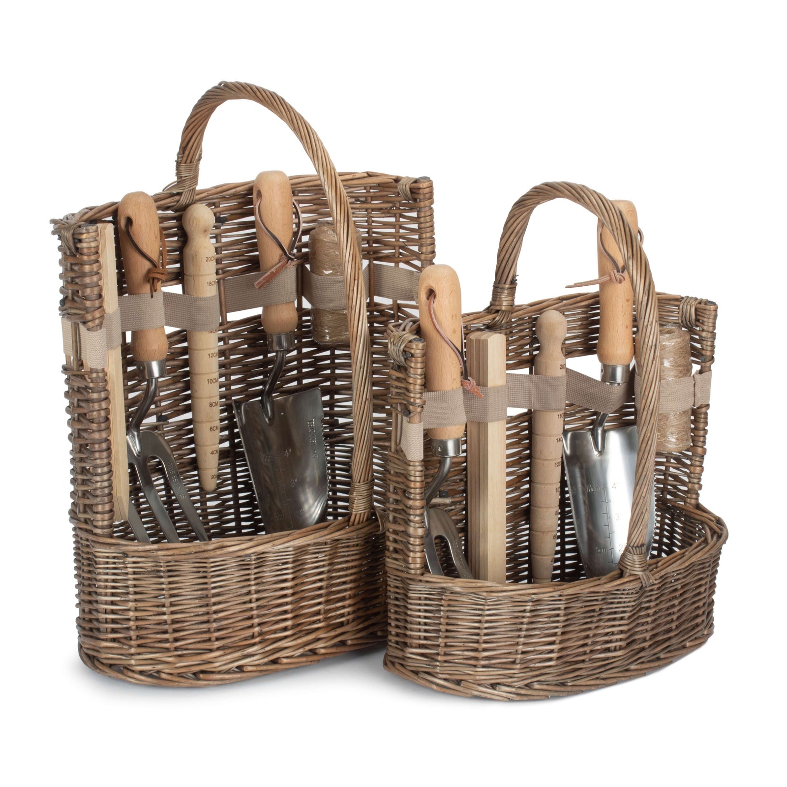 Wicker Garden Basket Antique Wash Deluxe Trug Tool Basket | Set-of-2