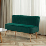 Velvet-feel Double Sofa W/ Wood Frame Foam Padding High Back, Green