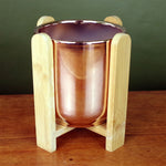 Gold Ceramic Planter Bamboo Stand With Plant Pot