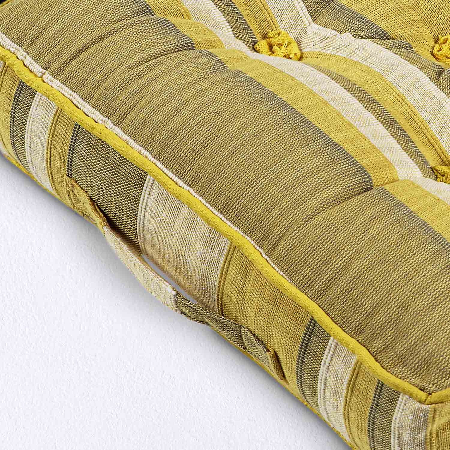 Morocco Striped Cotton Floor Cushion | 40cm x 40cm | Yellow