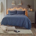 Southwick Cotton Rich Soft Duvet Cover Set -  Breathable Melange Look Bedding With Piped Finish | Single | Blue