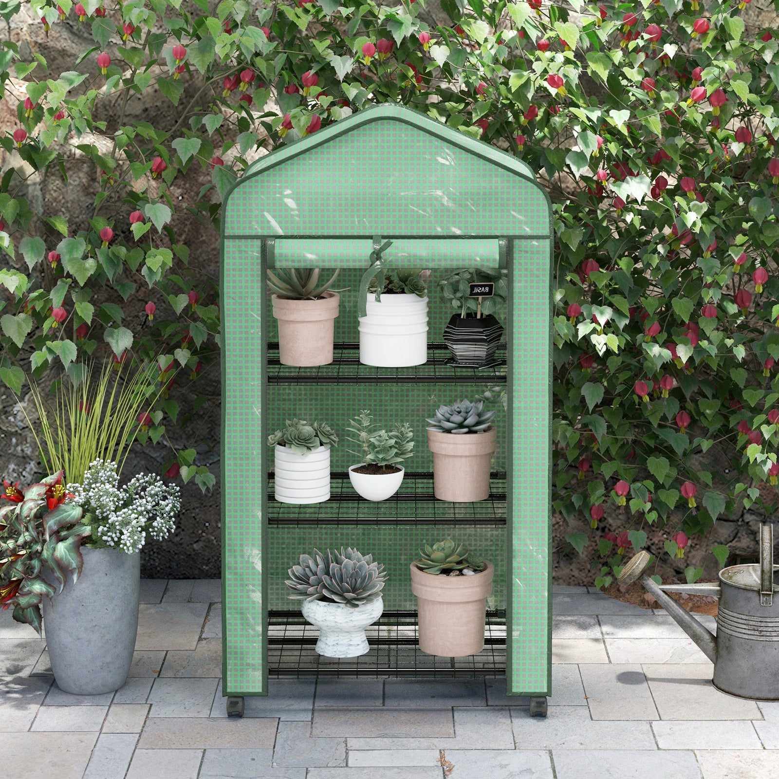 3-tier Mini Greenhouse W/ Pe Cover | Green