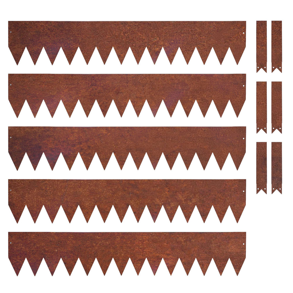 Metal Garden Border Edging 1m Saw Tooth Spikes | Set of 5 | Rust