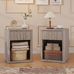 HOMCOM Modern Nightstand With Drawer And Open Shelf, Set Of 2, Oak