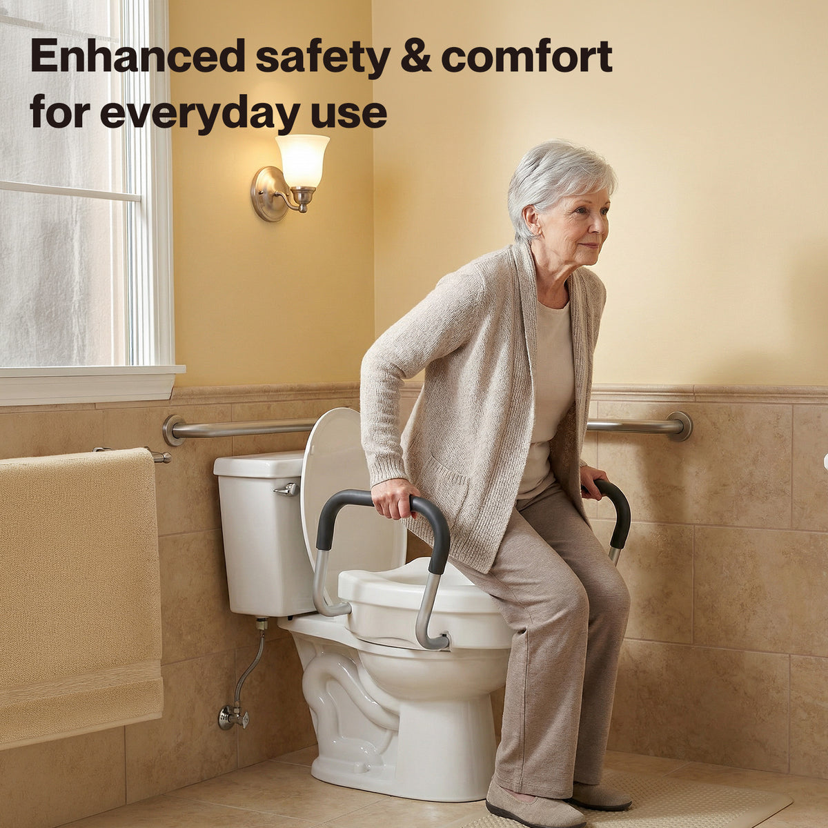 Raised Toilet Seat 12cm Riser With Adjustable Arms For Elderly Disabled | White