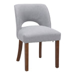 Set Of 2 Chenille Upholstered Dining Chairs | Grey