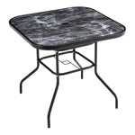 Square Garden Tempered Glass Marble Coffee Table - 80cm X 72cm H