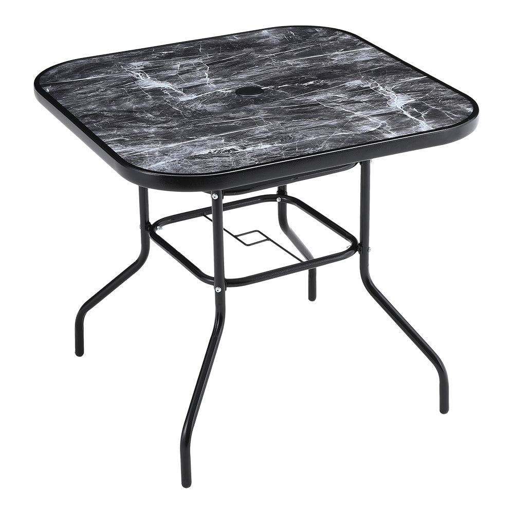 Square Garden Tempered Glass Marble Coffee Table - 80cm X 72cm H