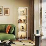 Led Floor Lamp With Glass Shelves, Dimmable Room Lamp | Grey