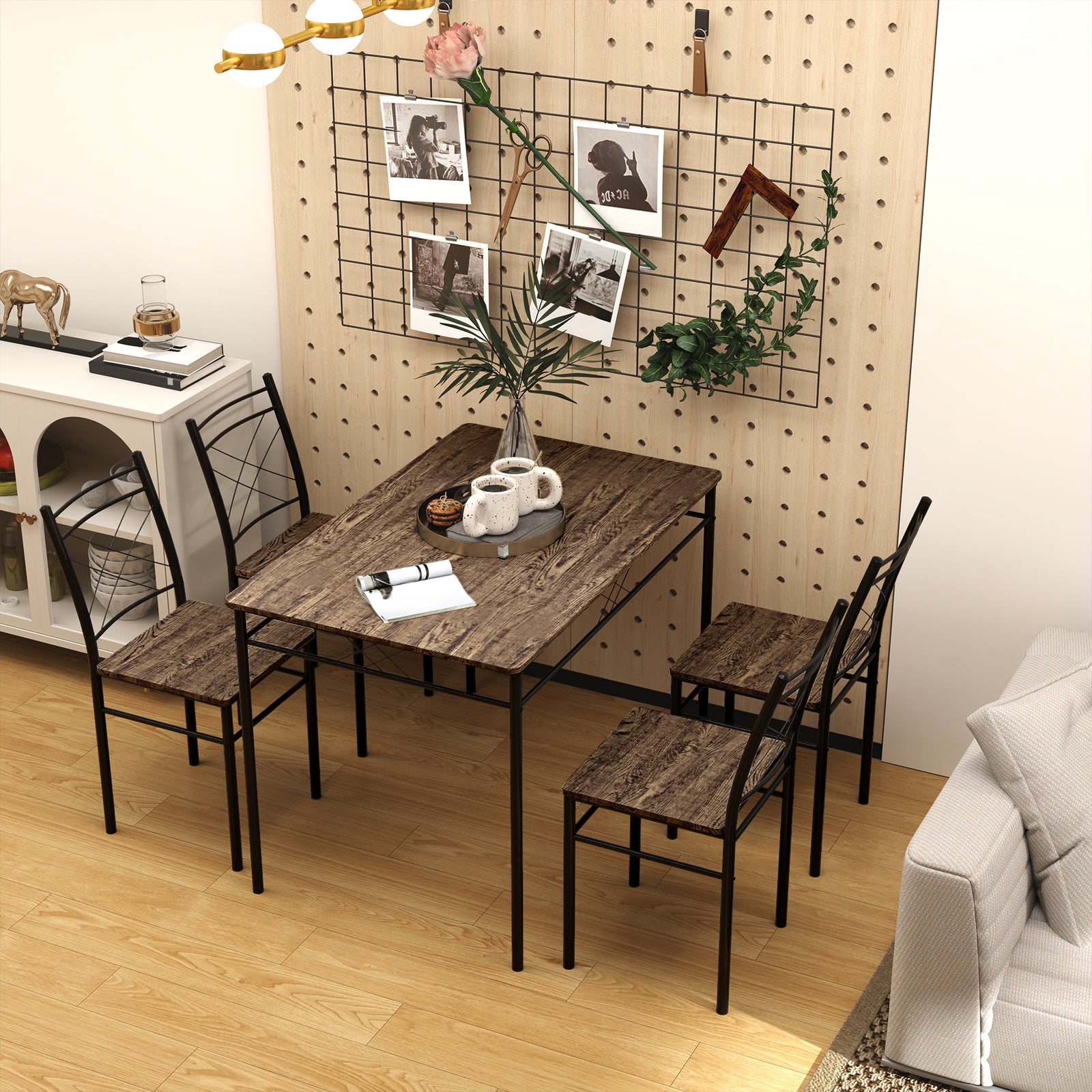 5 Piece Dining Table And Chairs Set, Space Saving